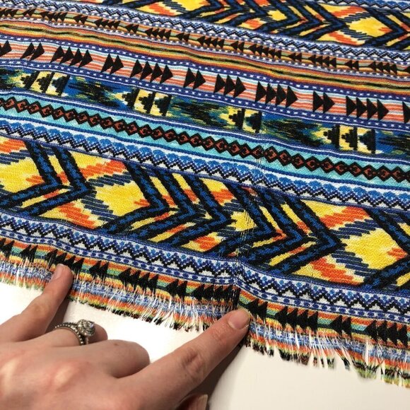 Artsy Boho Lightweight Summer Aztec Arrow Bright Fun Blue Yellow Orange Scarf - Picture 8 of 12